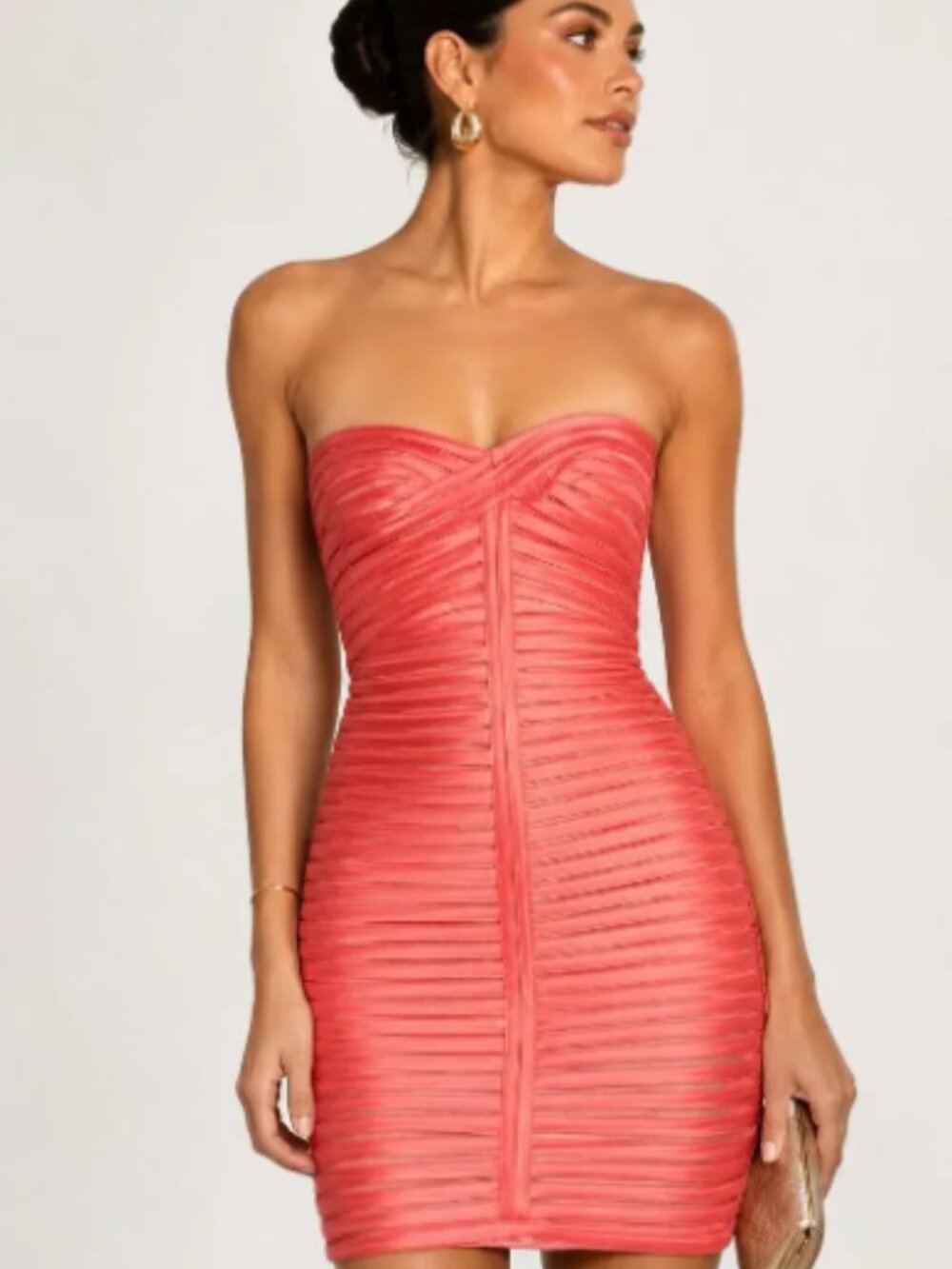 BCBGMAXAZRIA Coral Bandage Strapless Satin Dress 6
